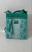 Load image into Gallery viewer, VZ Vera Handbag Womens Blue Snakeskin Detachable Strap Crossbody Bag With Tags

