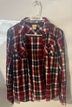 Load image into Gallery viewer, Mossimo Mens Red Plaid Collared Long Sleeve Button-Up Shirt Size Medium
