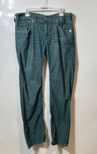 Load image into Gallery viewer, True Religion Mens Green Denim Medium Wash Mid-Rise Straight Jeans Pants Size 34
