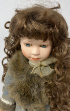 Load image into Gallery viewer, Vintage Collectible Porcelain Curly Hair Blue Eyes Victorian Style Girl Doll
