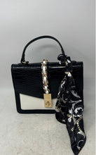 Load image into Gallery viewer, Aldo Womens Black White Animal Print Outer Pockets Top Handle Handbag
