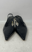 Load image into Gallery viewer, Zara Womens Black Leather Pointed Toe Slip-On Slingback Heels Size EU 42
