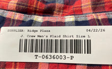 Load image into Gallery viewer, J.Crew Mens Red Blue Plaid Cotton Long Sleeve Button-Up Shirt Size Large
