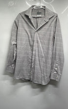 Load image into Gallery viewer, Michael Kors Mens Gray Plaid Print Collared Long Sleeve Dress Shirt Size Large
