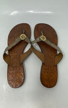 Load image into Gallery viewer, Authentic Tory Burch Womens Thora Brown Thong Sandals Size 8M Stained Worn
