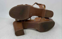 Load image into Gallery viewer, Lucky Brand Womens Haidlee Brown Leather Block Ankle Strap Heels Size 9M
