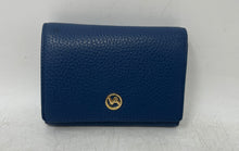 Load image into Gallery viewer, Valentina Womens Blue Leather Inner Divider Flap Compact Bifold Wallet
