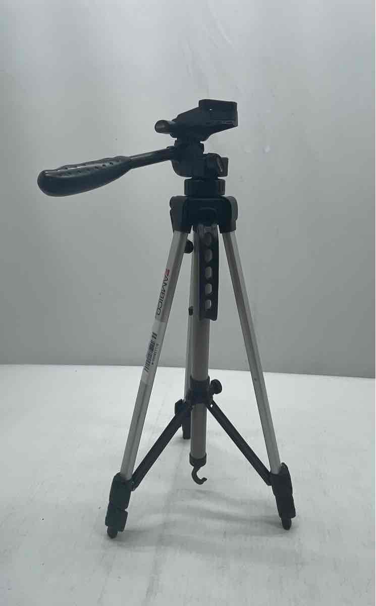 Ambico Black Gray Adjustable Height Quick Release Tripod With Pan Tilt Head