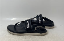 Load image into Gallery viewer, Michael Kors Womens Black White Monogram Open Toe Flat Thong Sandals Size 7
