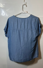 Load image into Gallery viewer, Forever 21 Womens Blue Short Sleeve Round Neck Regular Fit Blouse Top Size S
