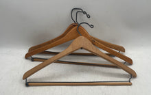 Load image into Gallery viewer, Lot Of 3 Pcs Assorted Beige Silver-Tone Wooden Clothes Hangers
