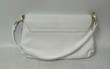 Load image into Gallery viewer, Womens White Genuine Leather Detachable Strap Flap Over Lined Shoulder Handbag
