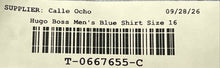 Load image into Gallery viewer, Hugo Boss Mens Blue Cotton Sharp Fit Easy Iron Long Sleeve Dress Shirt Size 16
