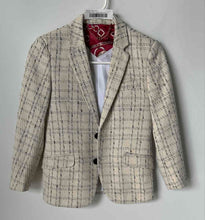 Load image into Gallery viewer, Elie Balleh Boys White Beige Plaid Long Sleeve Notch Lapel Blazer Jacket Sz S/8
