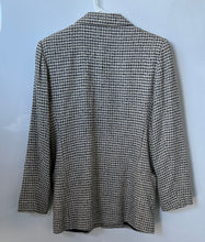 Load image into Gallery viewer, V.P. Collections Womens Ivory Blue Houndstooth One-Button Blazer Jacket Size S
