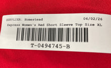 Load image into Gallery viewer, Express Womens Red Round Neck Short Puff Sleeve Pullover Blouse Top Size XL
