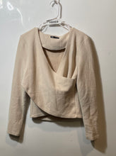 Load image into Gallery viewer, Zara Womens Beige Long Sleeve Surplice Neck Regular Fit Pullover Sweater Size L
