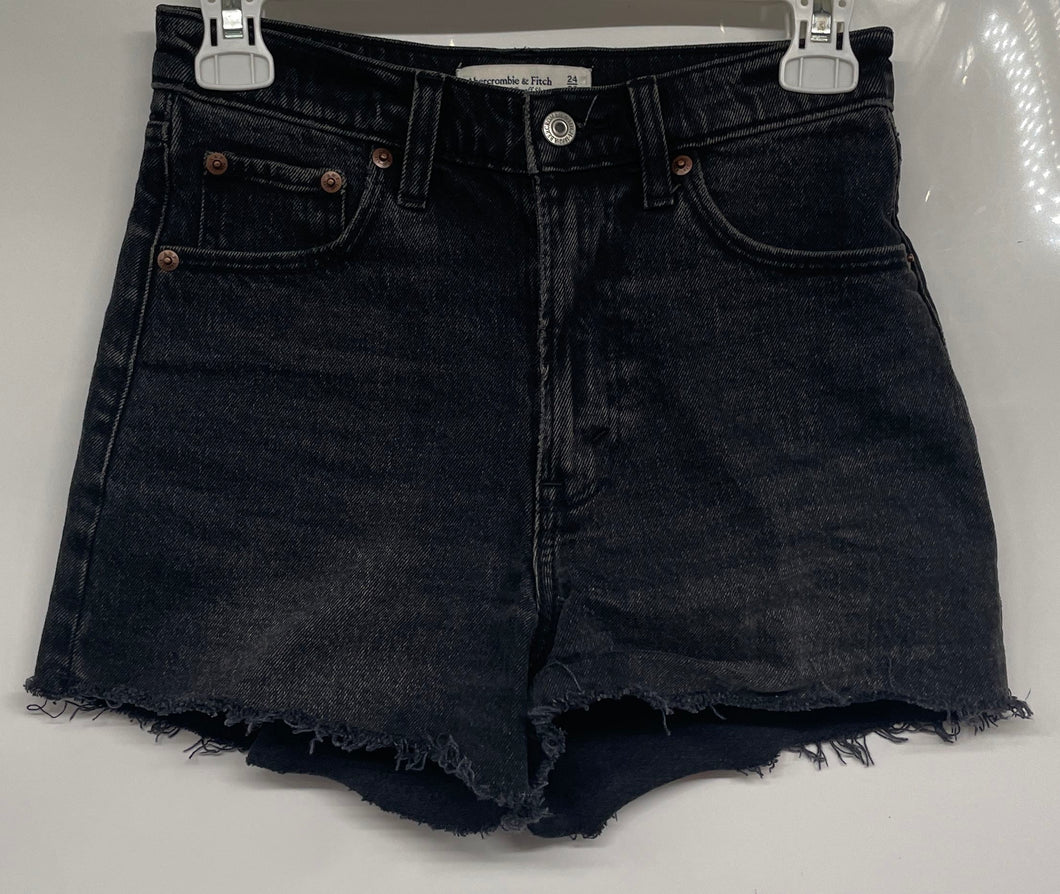 Abercrombie & Fitch Womens Black Denim High-Rise Relaxed Cutoff Shorts Sz 24/00