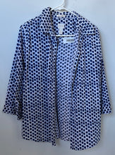 Load image into Gallery viewer, Chico's Womens White Blue Printed Collared 3/4 Sleeve Blouse Top Size 2
