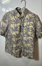 Load image into Gallery viewer, Banana Republic Mens Blue Beige Palm Tree Short Sleeve Button-Up Shirt Size S
