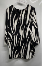 Load image into Gallery viewer, Alfani Womens White Black Zebra Print Long Sleeve Round Neck Blouse Top Size XL
