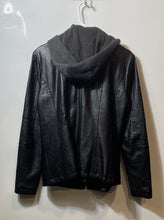 Load image into Gallery viewer, Guess Womens Black Faux Leather Long Sleeve Hooded Motorcycle Jacket Size Small
