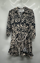 Load image into Gallery viewer, Mango Womens Beige And Black 3/4 Sleeve Fit &amp; Flare Dress Size Large
