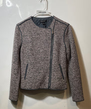 Load image into Gallery viewer, Ann Taylor Womens Gray Pink Tweed Long Sleeve Full-Zip Motorcycle Jacket Size 0
