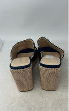 Load image into Gallery viewer, Marc Fisher Womens Blue Leather Studs Open Toe Wedge Espadrilles Sandals Size 9M
