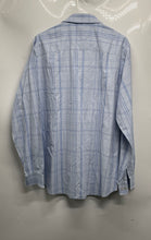 Load image into Gallery viewer, Calvin Klein Mens Blue Plaid Cotton Long Sleeve Regular Fit Dress Shirt Size 16
