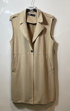 Load image into Gallery viewer, Zara Womens Beige Sleeveless Collared Pocket Single Button Vest Size Large
