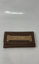 Load image into Gallery viewer, Guess Womens Brown Black Signature Print ID And Credit Card Slots Trifold Wallet
