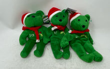 Load image into Gallery viewer, 1998 Salvino's Bamm Beano's MLB Green Christmas Plush Bears Toys Set 6 Pcs
