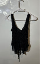 Load image into Gallery viewer, Zara Womens Black Ruched Sleeveless Lace-Up Front Blouse Top Size Medium
