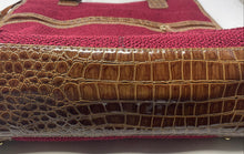 Load image into Gallery viewer, Samantha Womens Brown Pink Croc Embossed Travel Carry On Weekender Tote Bag
