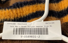 Load image into Gallery viewer, Zara Mens Brown Orange Striped Print Long Sleeve Pullover Sweater Size XL
