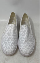 Load image into Gallery viewer, Michael Kors Womens Keaton White Gray Monogram Slip-On Sneakers Shoes Size 9M
