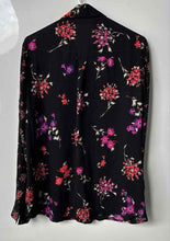 Load image into Gallery viewer, Express Womens Black Multicolor Floral Print Button-Up Shirt Size Large
