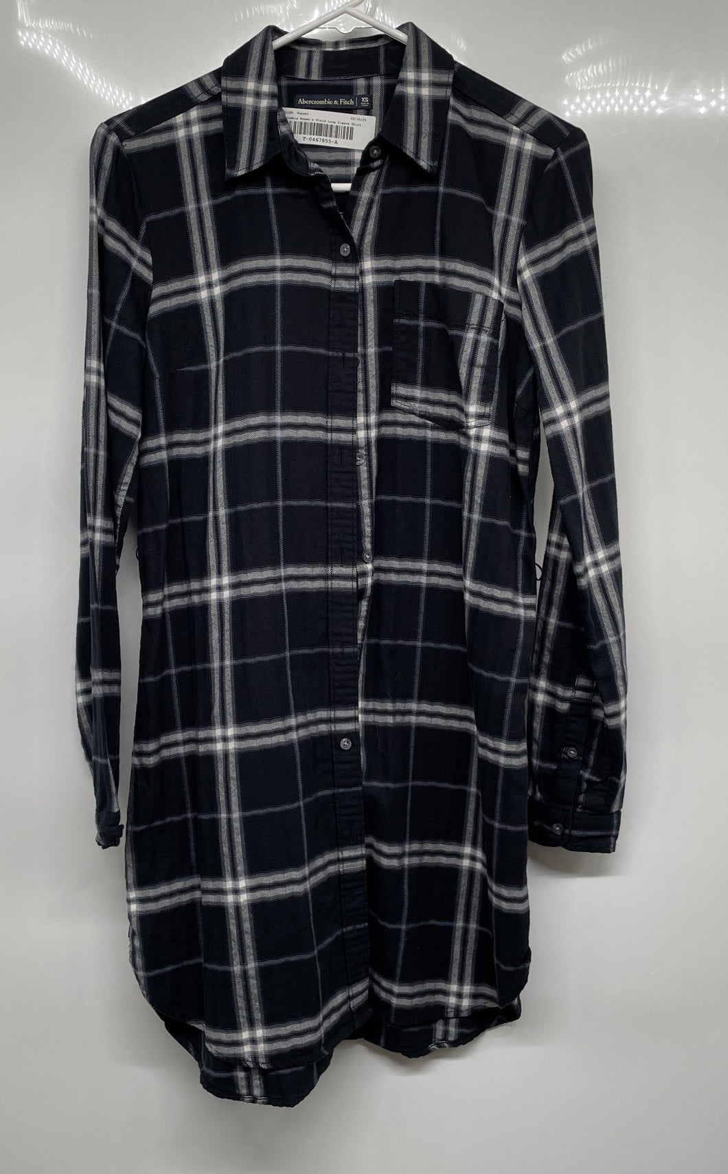 Abercrombie & Fitch Womens Blue Plaid Cotton Long Sleeve Shirt Dress Size XS