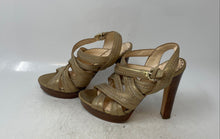 Load image into Gallery viewer, Coach Womens Brynne Metallic Gold Leather High Block Platform Heels Size 7 B
