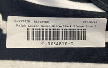 Load image into Gallery viewer, Lauren Ralph Lauren Womens White Black Striped Cotton Long Sleeve T-Shirt Size S
