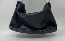 Load image into Gallery viewer, Alfani Womens Black Pebbled Leather Inner Pockets Tasseled Shoulder Handbag
