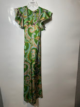Load image into Gallery viewer, Zara Womens Green Paisley Print Flutter Sleeve One-Piece Jumpsuit Size XS
