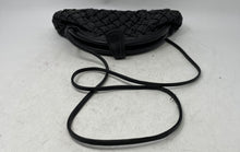 Load image into Gallery viewer, Miriam Lefcourt Womens Black Leather Diamond Basket Weave Design Shoulder Bag
