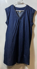 Load image into Gallery viewer, A New Day Womens Blue Denim Sleeveless V-Neck Pleated Front Shift Dress Size M
