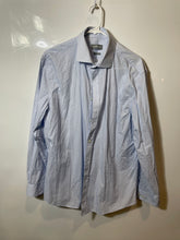 Load image into Gallery viewer, Michael Kors Mens Blue Printed Long Sleeve Slim Fit Dress Shirt Size Medium
