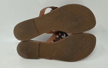 Load image into Gallery viewer, Authentic Tory Burch Womens Miller Brown Leather Thong Sandals Size 9M Damaged

