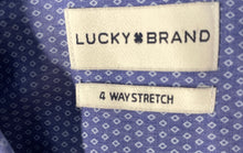 Load image into Gallery viewer, Lucky Brand Mens Blue Printed Long Sleeve Collared Dress Shirt Size Large
