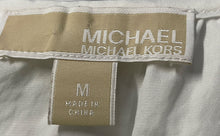 Load image into Gallery viewer, Michael Kors Womens White Long Sleeve V-Neck Smocked Waist Peplum Blouse Top M
