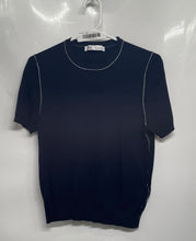 Load image into Gallery viewer, Zara Womens Blue Knitted Crew Neck Short Sleeve Pullover Sweater Size Large
